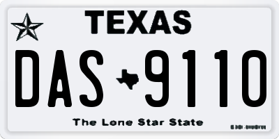 TX license plate DAS9110