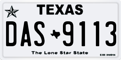 TX license plate DAS9113