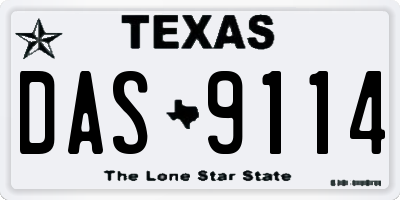TX license plate DAS9114