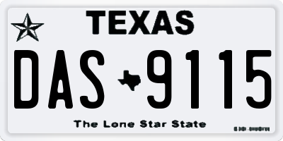 TX license plate DAS9115
