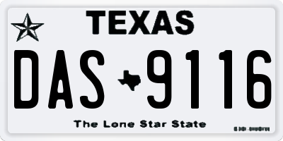 TX license plate DAS9116