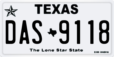 TX license plate DAS9118