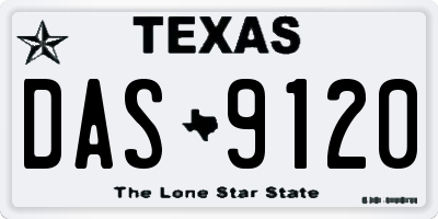 TX license plate DAS9120