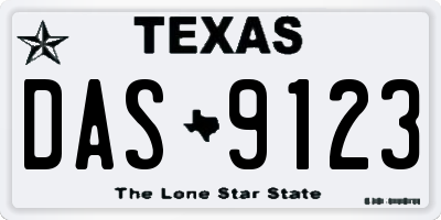 TX license plate DAS9123