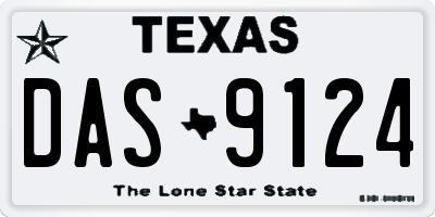TX license plate DAS9124