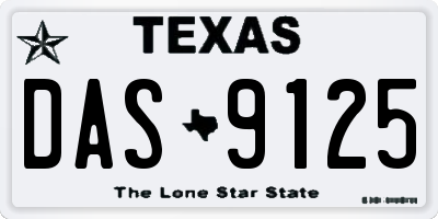 TX license plate DAS9125