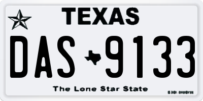 TX license plate DAS9133