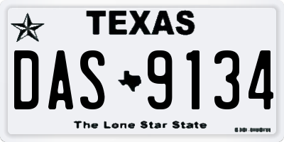 TX license plate DAS9134