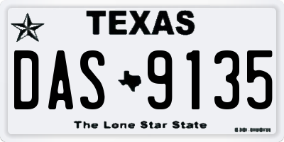 TX license plate DAS9135