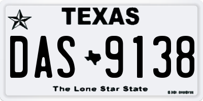 TX license plate DAS9138