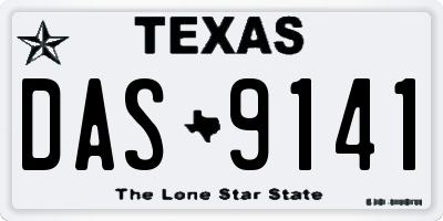 TX license plate DAS9141