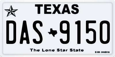 TX license plate DAS9150