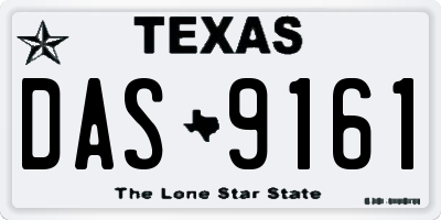 TX license plate DAS9161