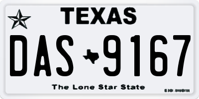 TX license plate DAS9167