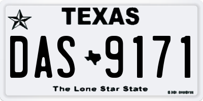 TX license plate DAS9171