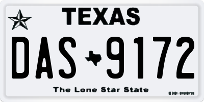 TX license plate DAS9172