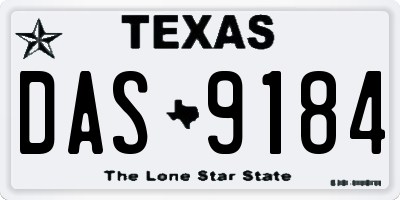 TX license plate DAS9184