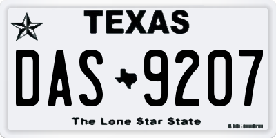 TX license plate DAS9207