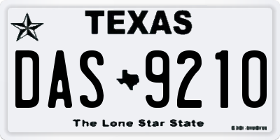 TX license plate DAS9210
