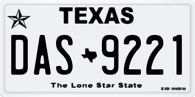 TX license plate DAS9221