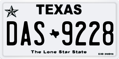 TX license plate DAS9228