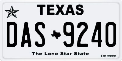 TX license plate DAS9240