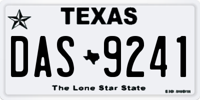 TX license plate DAS9241