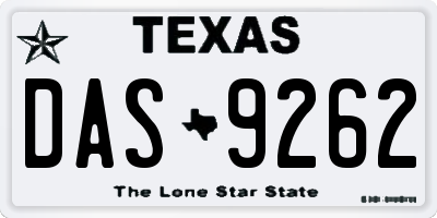 TX license plate DAS9262