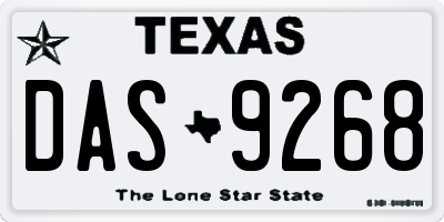 TX license plate DAS9268