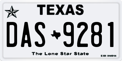 TX license plate DAS9281