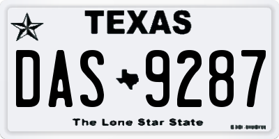 TX license plate DAS9287