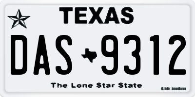 TX license plate DAS9312