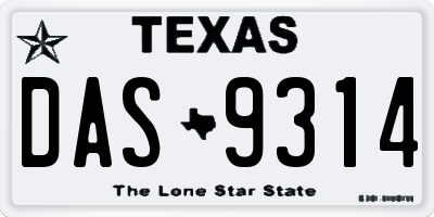 TX license plate DAS9314