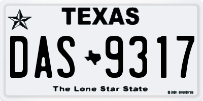 TX license plate DAS9317