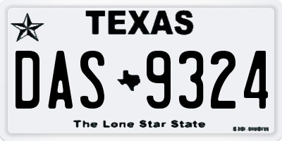 TX license plate DAS9324