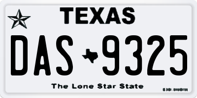 TX license plate DAS9325