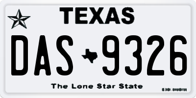 TX license plate DAS9326