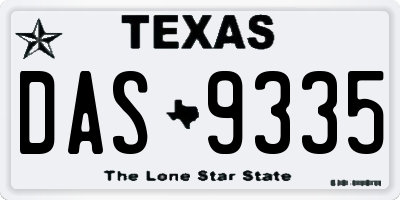 TX license plate DAS9335
