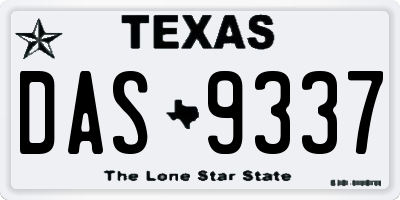 TX license plate DAS9337