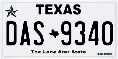 TX license plate DAS9340