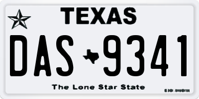 TX license plate DAS9341