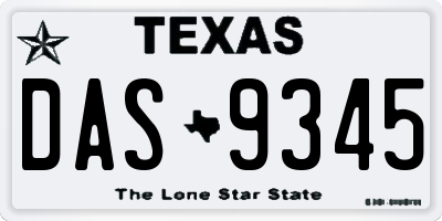 TX license plate DAS9345