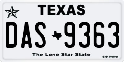 TX license plate DAS9363