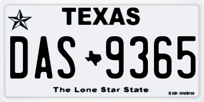 TX license plate DAS9365