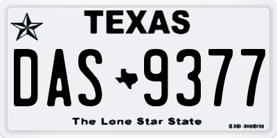 TX license plate DAS9377