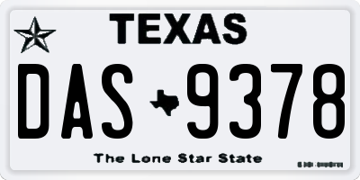 TX license plate DAS9378