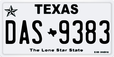 TX license plate DAS9383