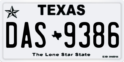 TX license plate DAS9386