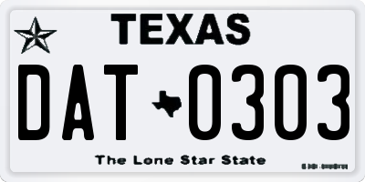 TX license plate DAT0303