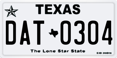 TX license plate DAT0304